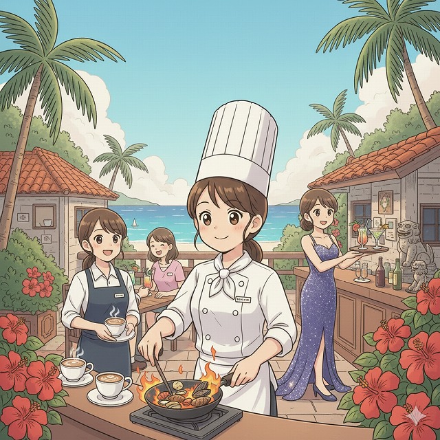 沖縄リゾバを楽しむ女性